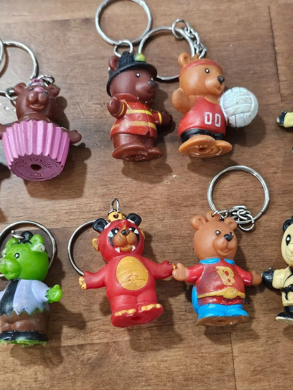 19 Vintage Mini Rubber Bear Animal Keychains  Novelty Figures Nanbei GAP Stamp